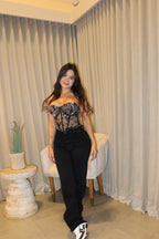 Jean Cello Negro Dad + Corset Mesh