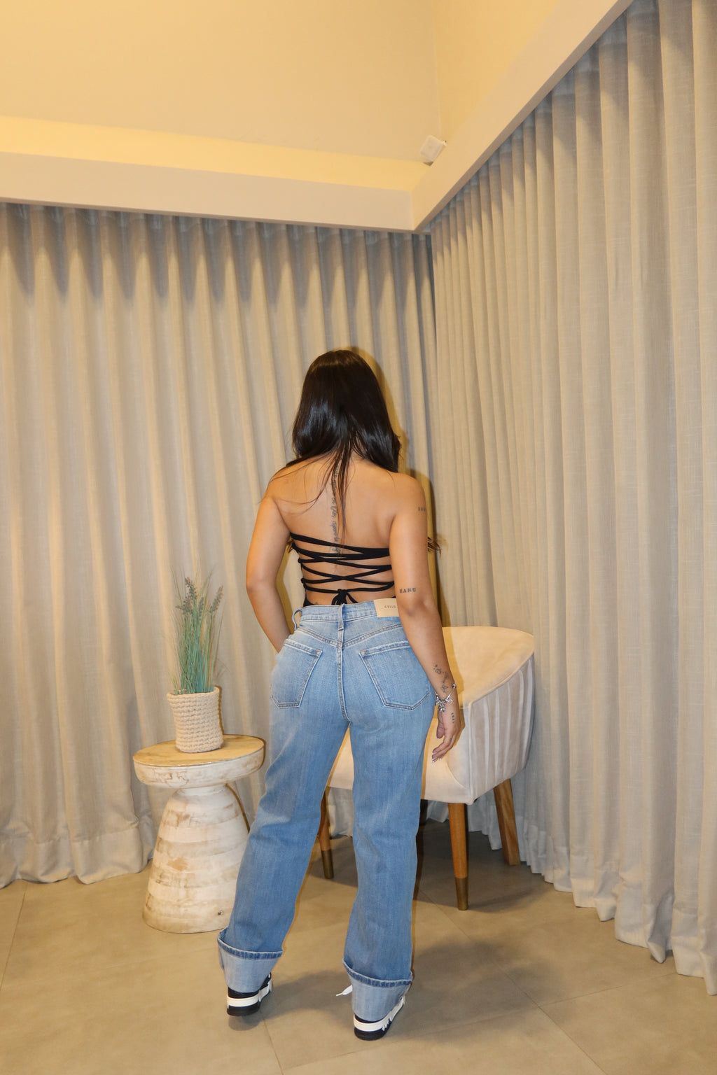 Body Riveb Black + Jean Cello Super Hig Rise