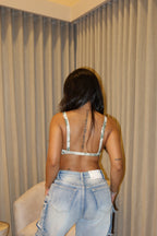 Jean Bazi Blue + Crop Top Light Olive