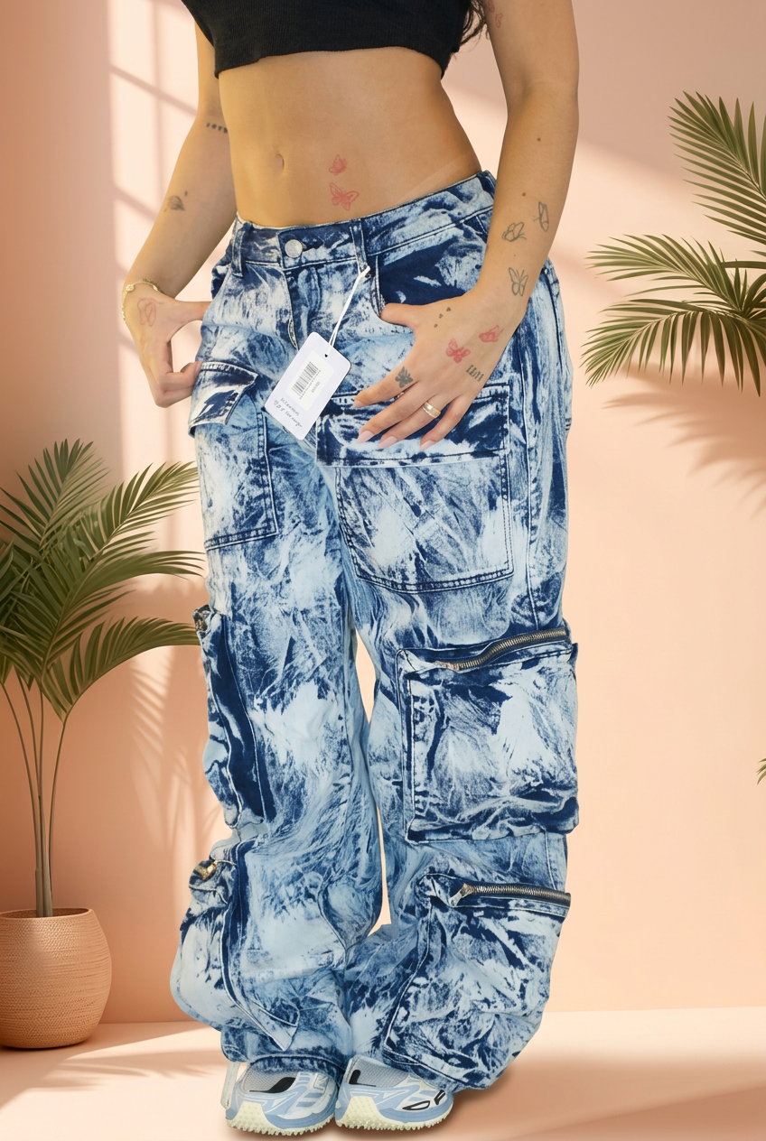 Jean Cargo Degradao Azul